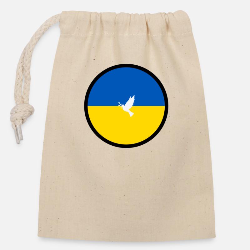 Slava Ukraini za myr - Verschließbarer Geschenkbeutel aus Baumwolle (14x20cm) - Natur