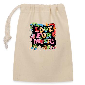 Music Lover text art - Graffiti grunge style - Closable cotton gift bag (14x20cm) - nature - Front