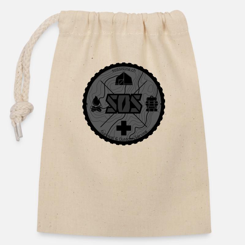 Logo SOS noir - Sac cadeau en coton avec cordon (14 x 20 cm) - nature