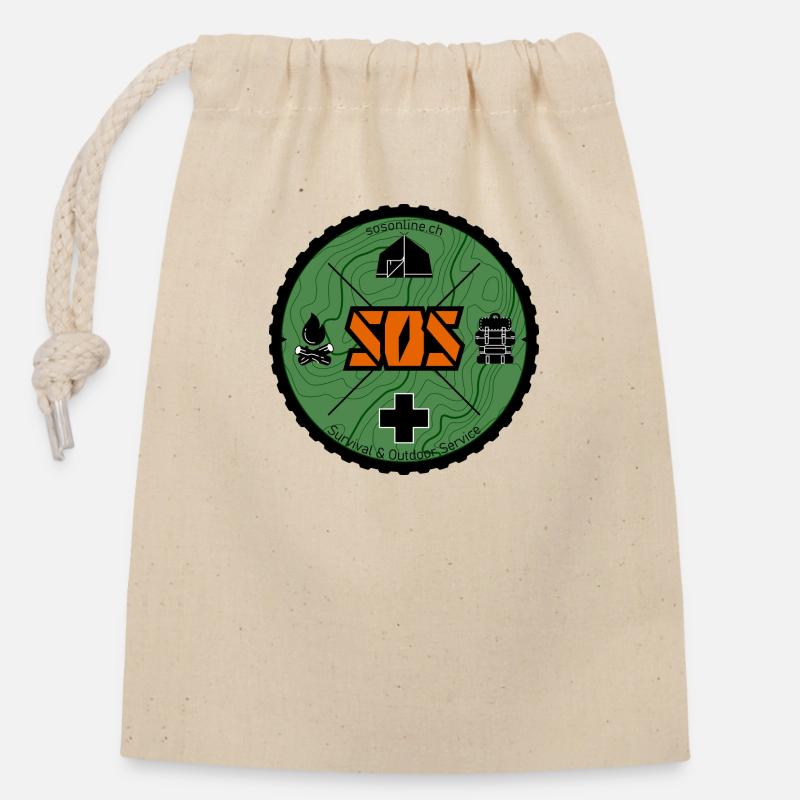Logo SOS vert - Sac cadeau en coton avec cordon (14 x 20 cm) - nature