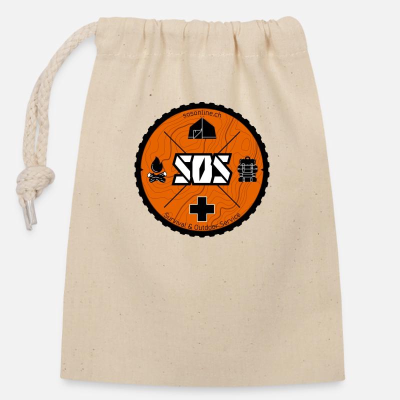 Logo SOS orange - Sac cadeau en coton avec cordon (14 x 20 cm) - nature