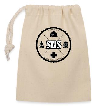 SOS Logo weiss Neutraler Hintergrund - Verschließbarer Geschenkbeutel aus Baumwolle (14x20cm) - Natur - Vorne