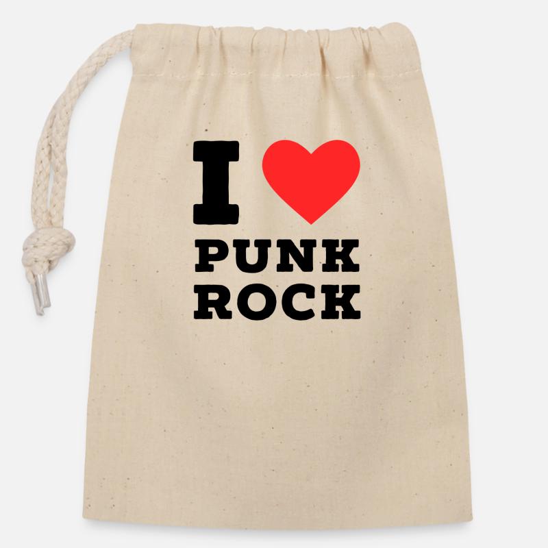 Ich liebe Punkrock - Verschließbarer Geschenkbeutel aus Baumwolle (14x20cm) - Natur