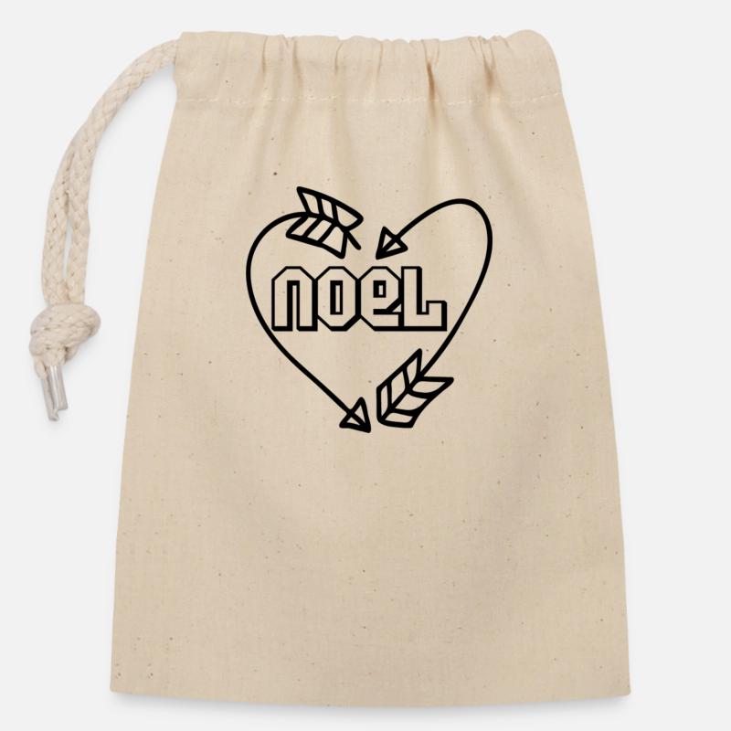 Noël - Sac cadeau en coton avec cordon (14 x 20 cm) - nature