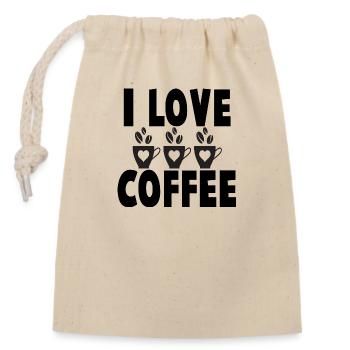 I love Coffee - Verschließbarer Geschenkbeutel aus Baumwolle (14x20cm) - Natur - Vorne