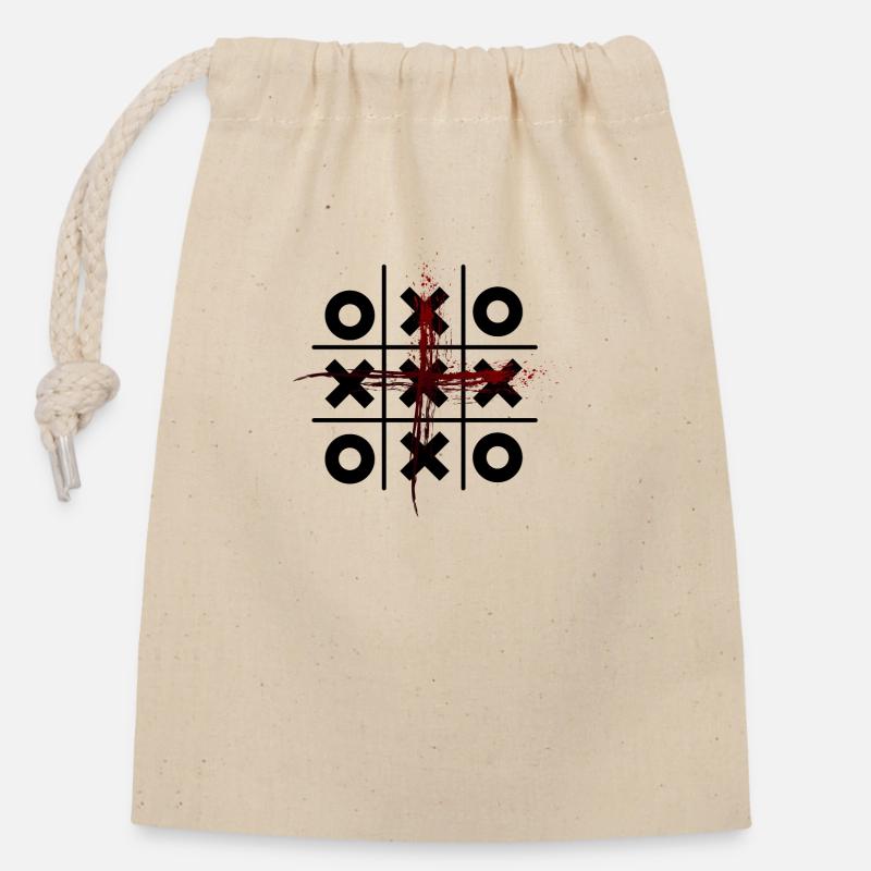 Tic Tac Toe - Closable cotton gift bag (14x20cm) - nature