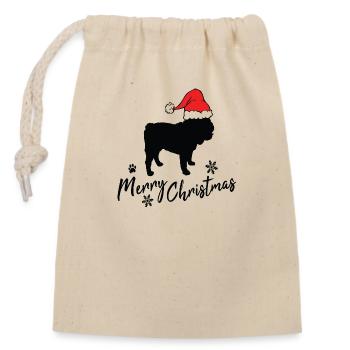 Joyeux Noël deutsch Bulldog - Sac cadeau en coton avec cordon (14 x 20 cm) - nature - Devant