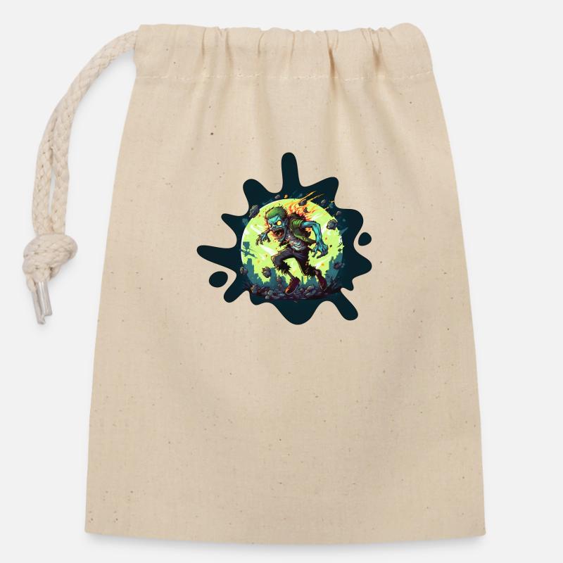 Zombie Nucléaire - Sac cadeau en coton avec cordon (14 x 20 cm) - nature