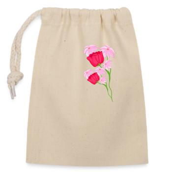 Fleurs roses motif symbole végétal - Sac cadeau en coton avec cordon (14 x 20 cm) - nature - Devant