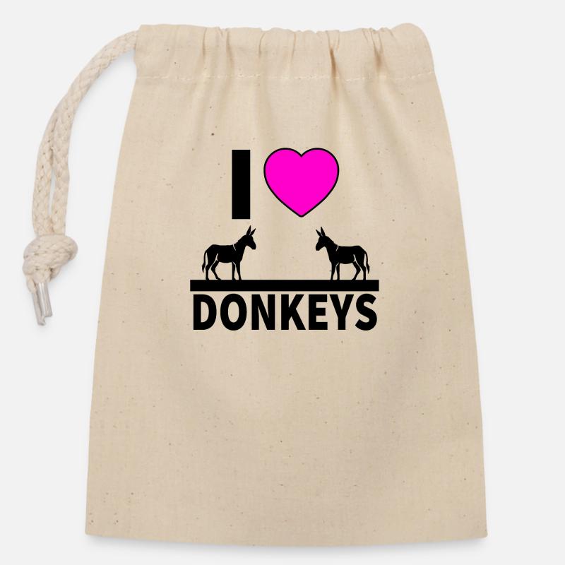 Donkey - Closable cotton gift bag (14x20cm) - nature