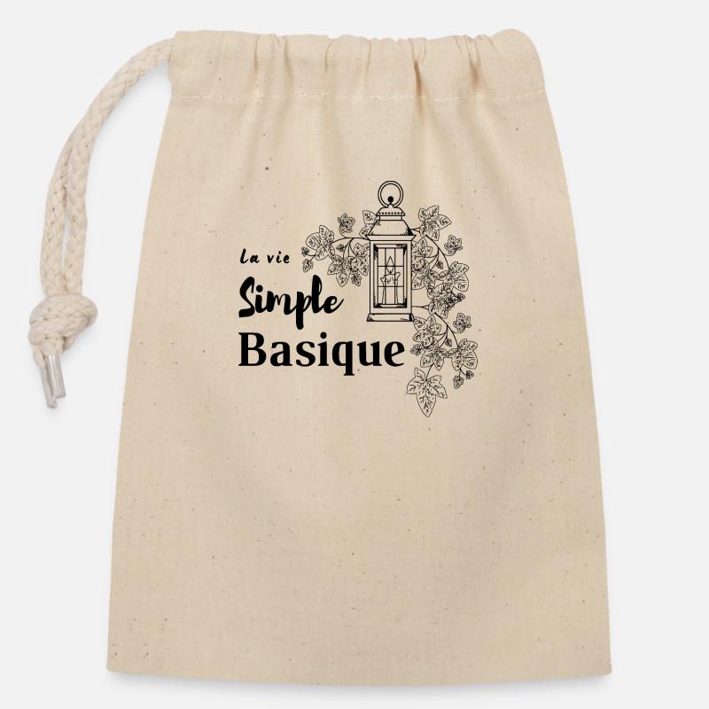 La vie - Sac cadeau en coton avec cordon (14 x 20 cm) - nature