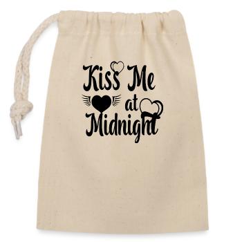 Embrasse-moi à minuit - Sac cadeau en coton avec cordon (14 x 20 cm) - nature - Devant