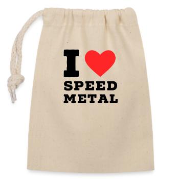 Ich liebe Speed Metal - Verschließbarer Geschenkbeutel aus Baumwolle (14x20cm) - Natur - Vorne
