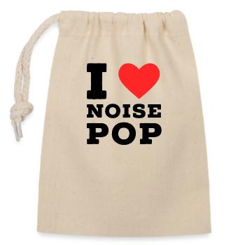 I love noise pop - Closable cotton gift bag (14x20cm) - nature - Front
