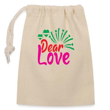 Dear Love - Closable cotton gift bag (14x20cm) - nature - Front