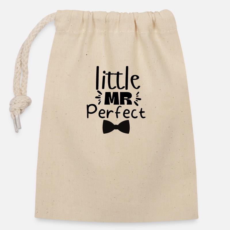 petit Mr Perfect - Sac cadeau en coton avec cordon (14 x 20 cm) - nature