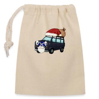 Weihnachts-Landy - Verschließbarer Geschenkbeutel aus Baumwolle (14x20cm) - Natur - Vorne