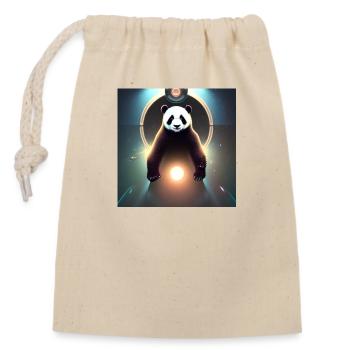 A panda for every heart - Closable cotton gift bag (14x20cm) - nature - Front