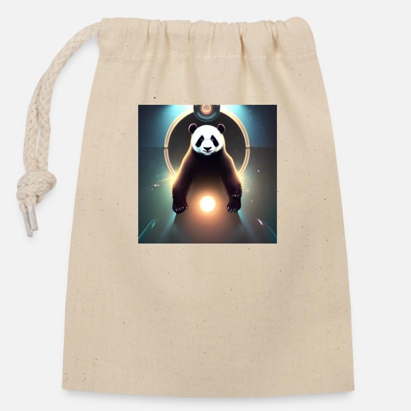 A panda for every heart - Closable cotton gift bag (14x20cm) - nature
