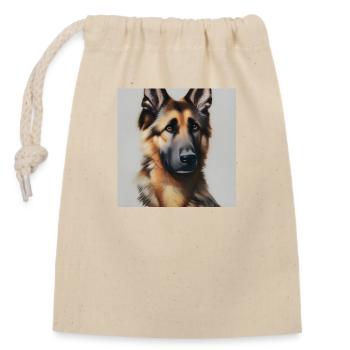 Adorable german shepherd - Closable cotton gift bag (14x20cm) - nature - Front