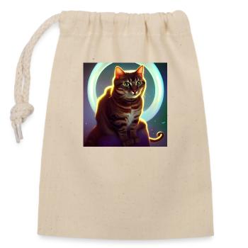 The Universe Cat - Closable cotton gift bag (14x20cm) - nature - Front