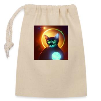 The Universe Cat - Closable cotton gift bag (14x20cm) - nature - Front