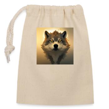 Wolf Porträt - Verschließbarer Geschenkbeutel aus Baumwolle (14x20cm) - Natur - Vorne