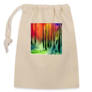 Geheimnisvoller Aquarell-Naturwald - Verschließbarer Geschenkbeutel aus Baumwolle (14x20cm) - Natur - Vorne