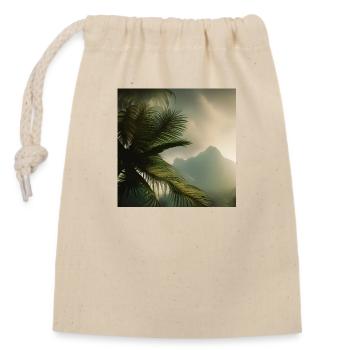 Schöne Palme - Verschließbarer Geschenkbeutel aus Baumwolle (14x20cm) - Natur - Vorne