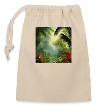Exotisches Dschungel-Kunstwerk - Verschließbarer Geschenkbeutel aus Baumwolle (14x20cm) - Natur - Vorne