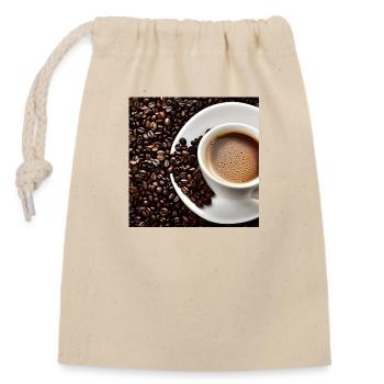 Morning coffee - Closable cotton gift bag (14x20cm) - nature - Front