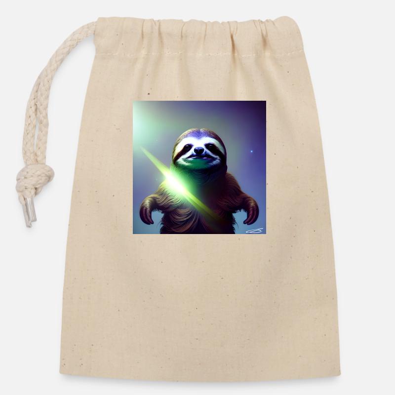 Sloth Chill Lazy Animals - Closable cotton gift bag (14x20cm) - nature
