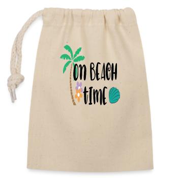 À l’heure de la plage - Sac cadeau en coton avec cordon (14 x 20 cm) - nature - Devant