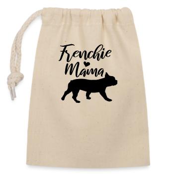 Frenchie Mama - Verschließbarer Geschenkbeutel aus Baumwolle (14x20cm) - Natur - Vorne
