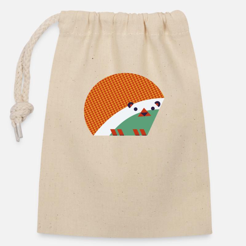 Abstract Hedgehog Design - Closable cotton gift bag (14x20cm) - nature