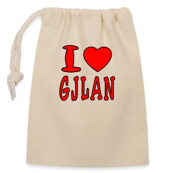 Gjlan, Kosova, Prishtina, Prizreni, Kuq e zi - Closable cotton gift bag (14x20cm) - nature - Front