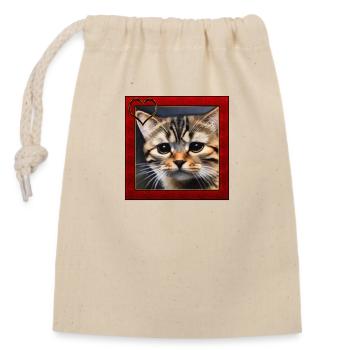 Cat portrait 2 - Closable cotton gift bag (14x20cm) - nature - Front