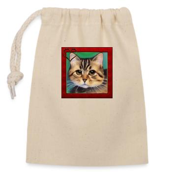 Cat portrait 6 - Closable cotton gift bag (14x20cm) - nature - Front