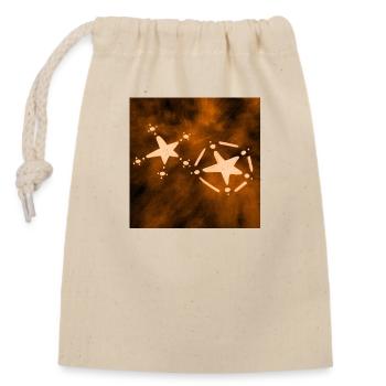 2 ÉTOILES ORANGE - Sac cadeau en coton avec cordon (14 x 20 cm) - nature - Devant