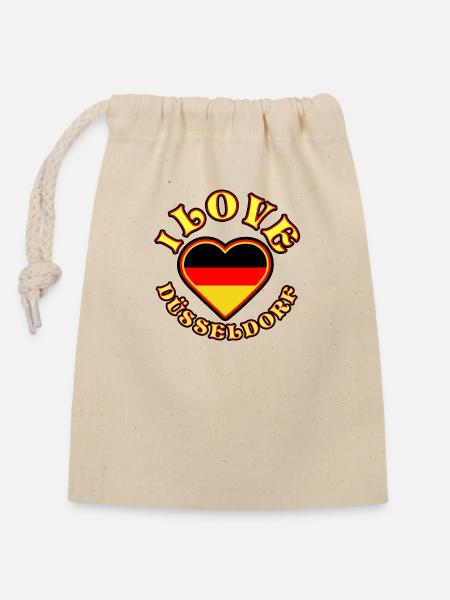 I love Düsseldorf - Verschließbarer Geschenkbeutel aus Baumwolle (14x20cm) - Natur