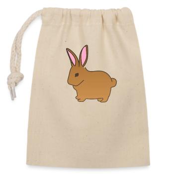 Rabbit animal symbol mammal brown - Closable cotton gift bag (14x20cm) - nature - Front