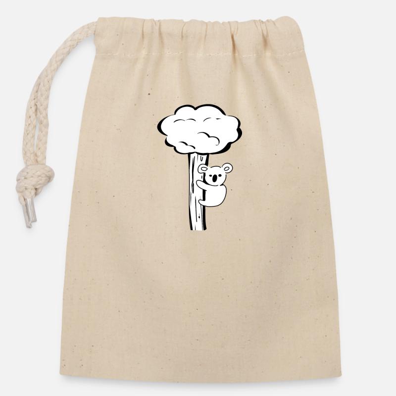 Koala Animal Tree Escalade - Sac cadeau en coton avec cordon (14 x 20 cm) - nature