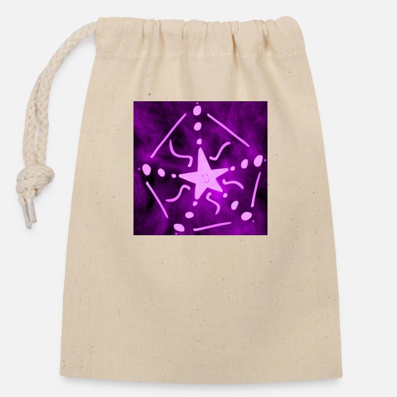 ÉTOILE POURPRE - Sac cadeau en coton avec cordon (14 x 20 cm) - nature