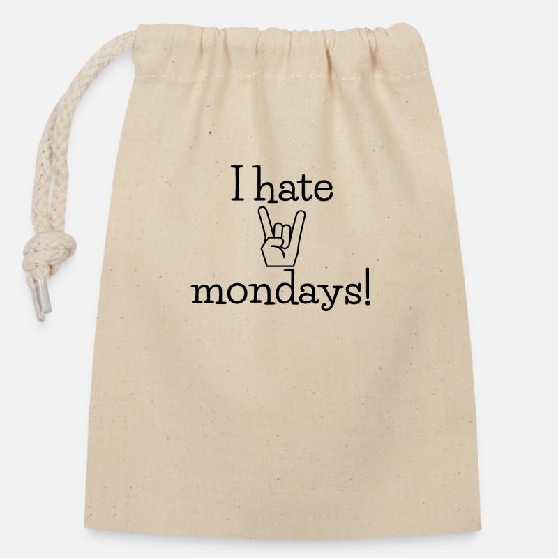 Mondays - Closable cotton gift bag (14x20cm) - nature