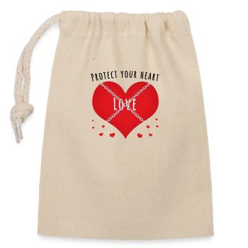 Protect your heart - Closable cotton gift bag (14x20cm) - nature - Front