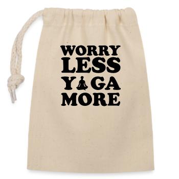 Worry Less Yoga More - Closable cotton gift bag (14x20cm) - nature - Front