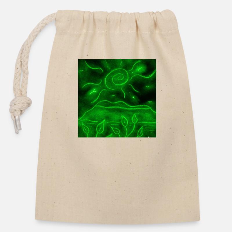 PAYSAGE NOCTURNE VERT - Sac cadeau en coton avec cordon (14 x 20 cm) - nature