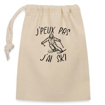 j'peux pas j'ai ski - Sac cadeau en coton avec cordon (14 x 20 cm) - nature - Devant
