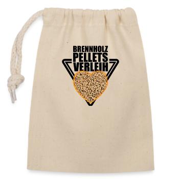 Brennholz Pellets Verleih - Verschließbarer Geschenkbeutel aus Baumwolle (14x20cm) - Natur - Vorne