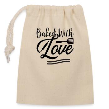 Cuit avec amour - Sac cadeau en coton avec cordon (14 x 20 cm) - nature - Devant